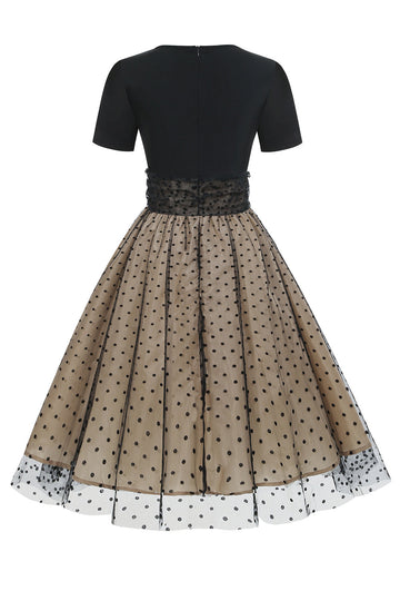 Svarta prickar Vintage 50 Tals klänning